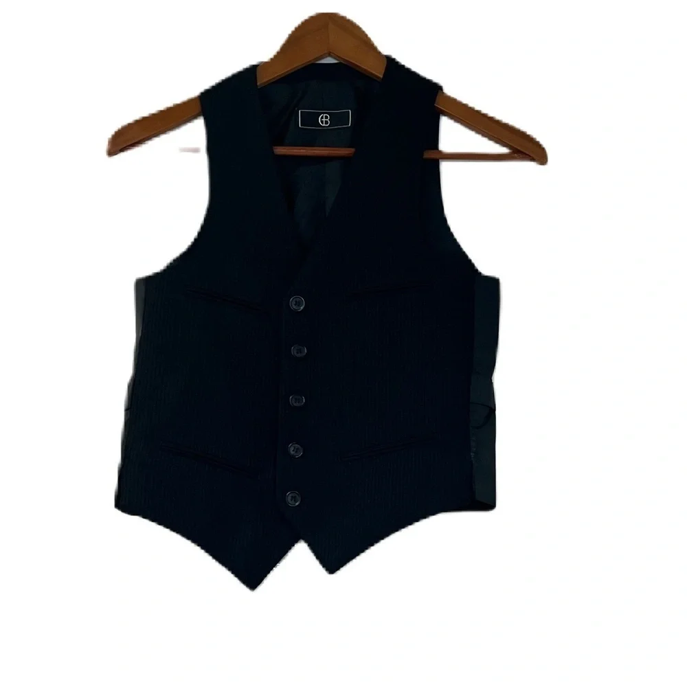GB Boys 14L Black pinstripe vest holiday costume dapper classy preppy fun party